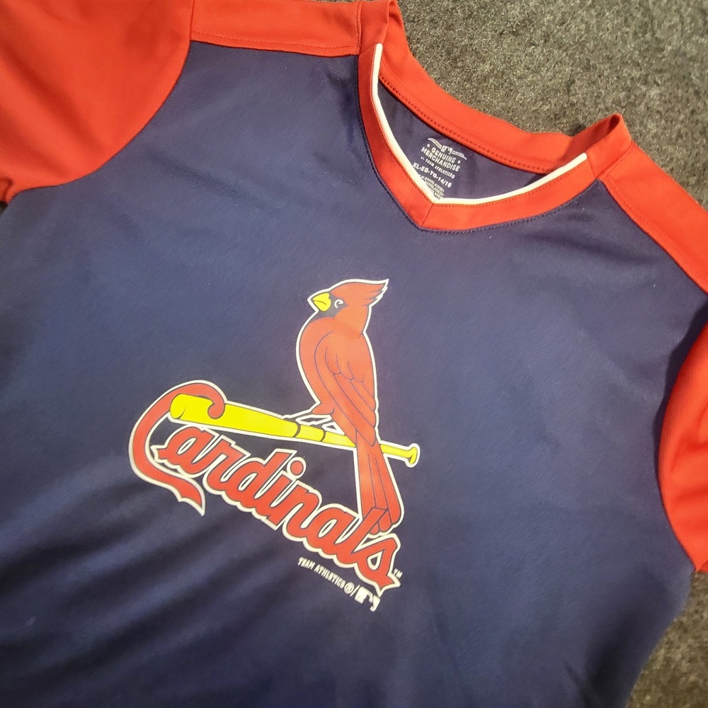 St. Louis Cardinals Majestic T-Shirt Youth XL Blue Red MLB Baseball